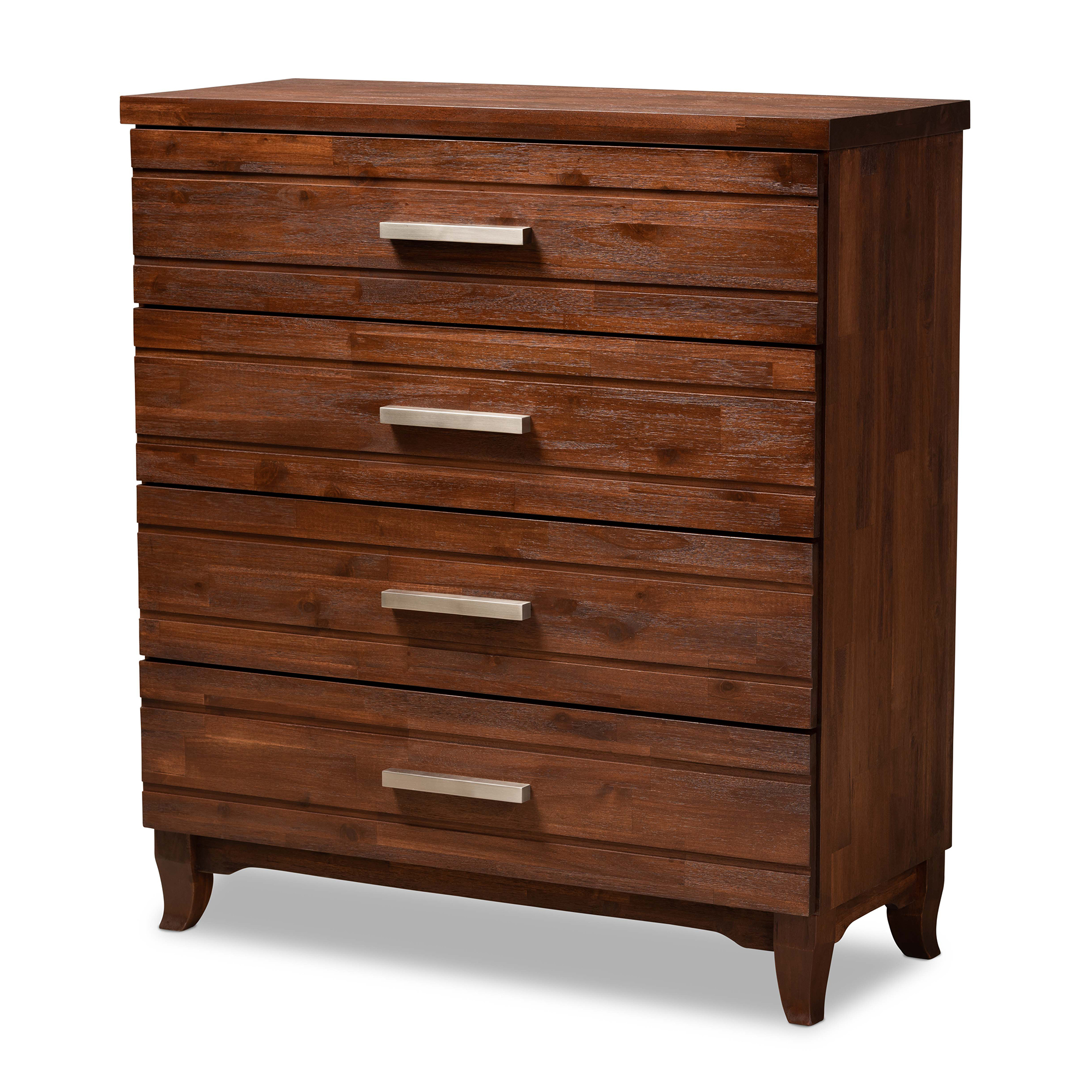 Baxton Studio Ella Modern and Contemporary Warm Oak Brown Finished Wood 4-Drawer Chest
